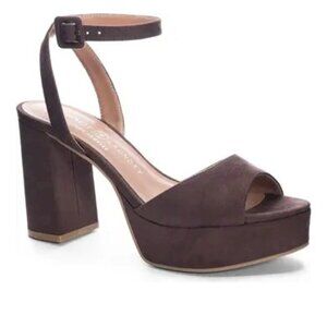 Chinese Laundry Theresa Brown Platform Ankle Straps Shoes Size 8.5M NWOB